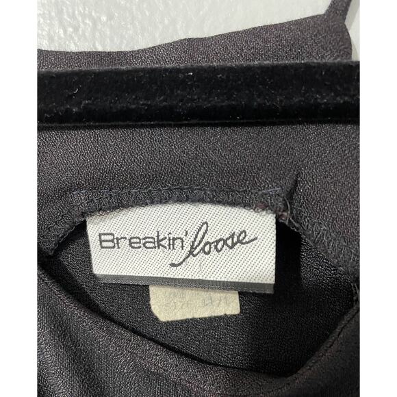 90s Women 11/12 Embroidered Floral Maxi Dress Black‎ Moody Floral Y2K Prom Goth - Picture 10 of 16